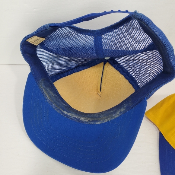 Vintage Napa Auto Parts Hat SnapBack Blue Mesh Back Yellow Racing Cars Lot of 2 - Picture 3 of 6